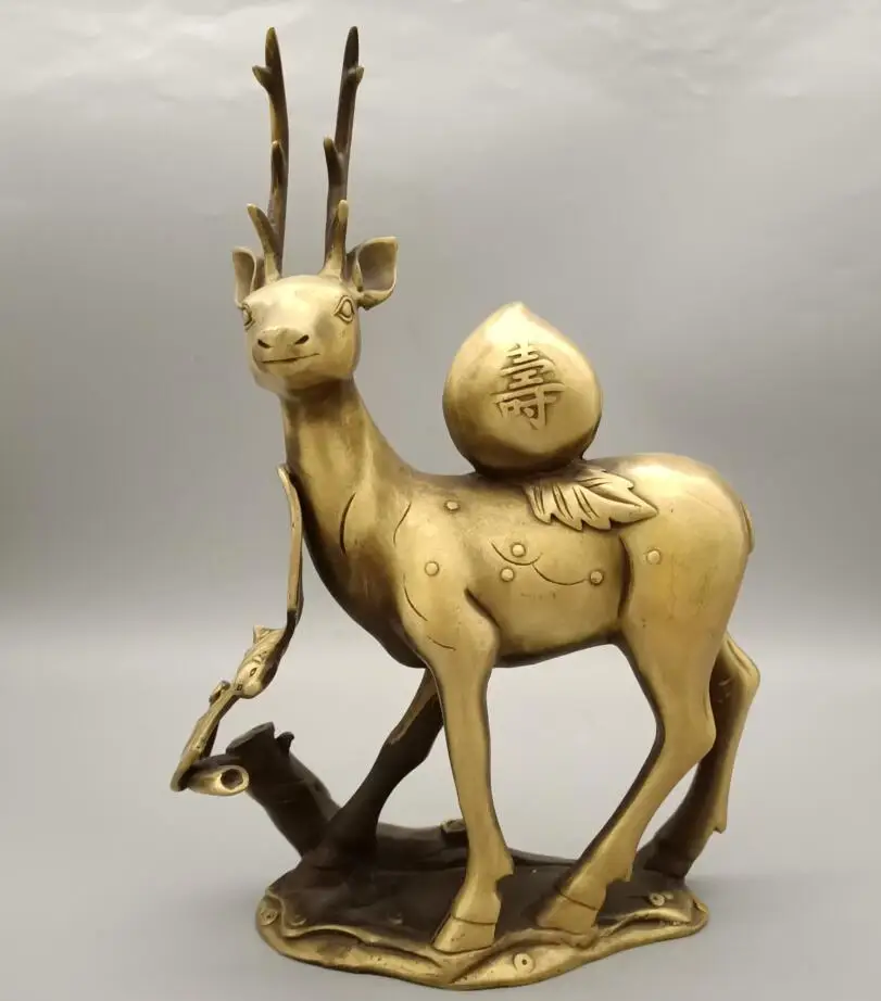 Китайская латунная статуя Fu lu shou оленя 
Китайская латунная статуя Fu lu shou оленя