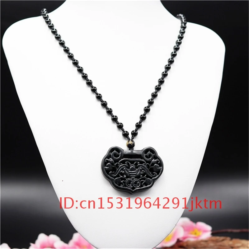 Necklace Jade Accessories Amulet Jewelry Black Natural Pendant Carved Green Gifts Charm Obsidian for Men Chinese Bat
Necklace Jade Accessories Amulet Jewelry Black Natural Pendant Carved Green Gifts Charm Obsidian for Men Chinese Bat