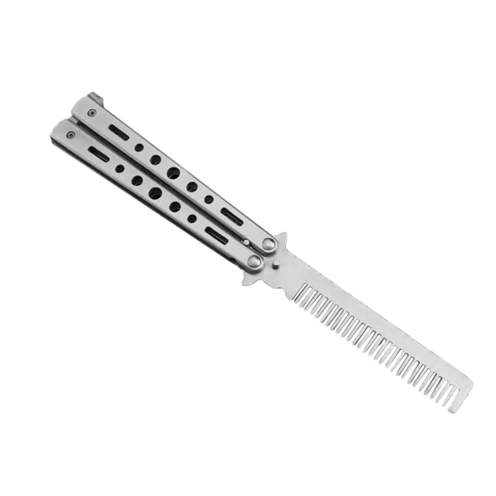 Salon Stainless Steel Folding Practice Training Butterfly Style Knife Comb hairbrush Styling Tools Black/Silver Cool Hair brush 
Salon Stainless Steel Folding Practice Training Butterfly Style Knife Comb hairbrush Styling Tools Black/Silver Cool Hair brush