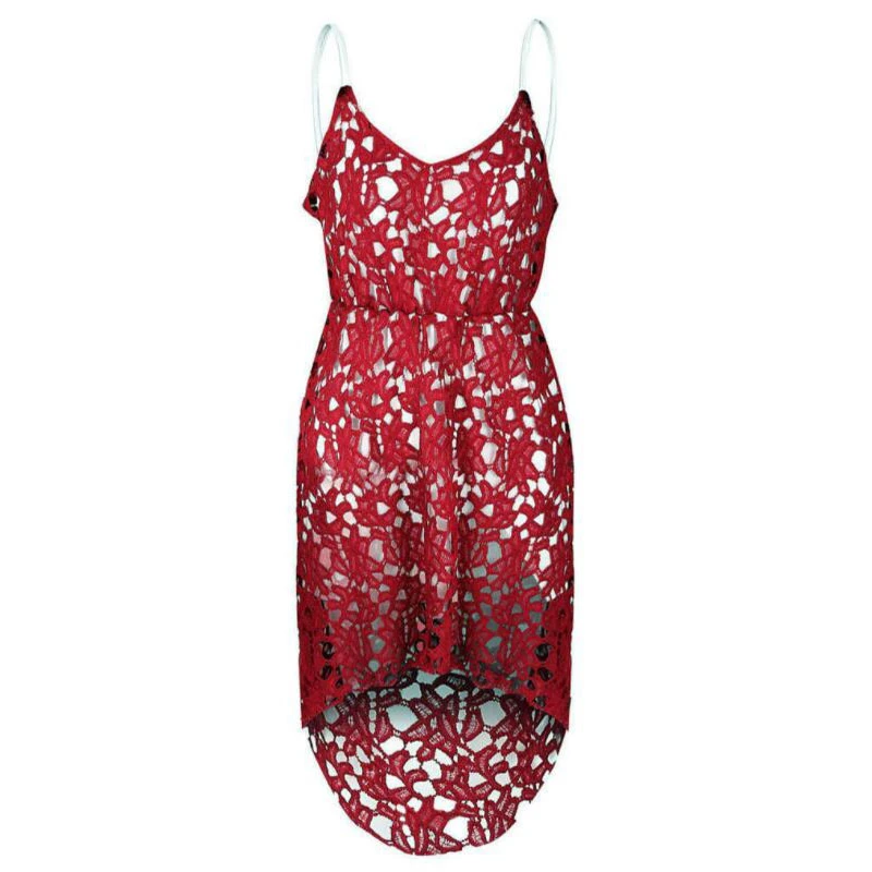 Women Lace Sleeveless Long Party Dress Female V Neck Straps Mesh Robe Elegant Dresses Lady Irregularly Knitted Sexy Dress
Women Lace Sleeveless Long Party Dress Female V Neck Straps Mesh Robe Elegant Dresses Lady Irregularly Knitted Sexy Dress