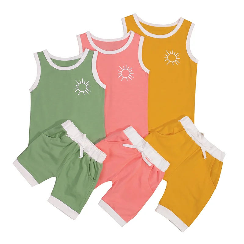 2pcs Baby Girls Vest and Shorts Outfits,Children Casual Sun Printed Sleeveless Tops and Contrast Color Short Pants,6Month-4Year
2pcs Baby Girls Vest and Shorts Outfits,Children Casual Sun Printed Sleeveless Tops and Contrast Color Short Pants,6Month-4Year
