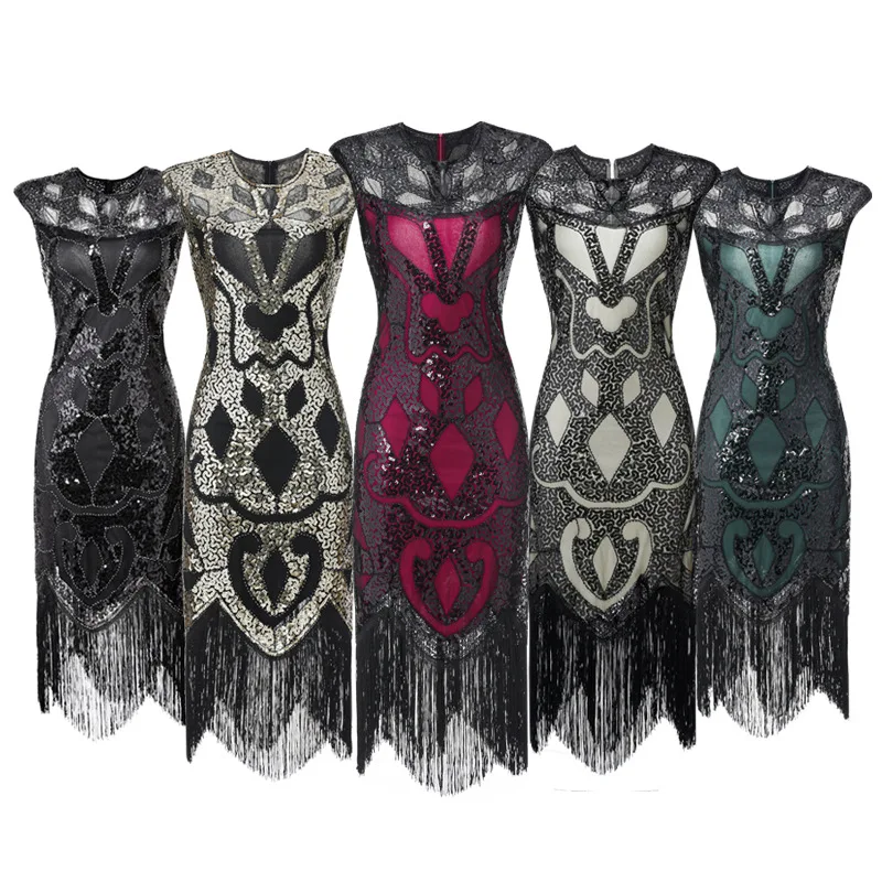 Women's Vintage 1920s Style Tassel Woven Sequin Dress Ladies Retro Roaring 20s Great Gatsby Dresses Vestidos Large Size Skirts
Women's Vintage 1920s Style Tassel Woven Sequin Dress Ladies Retro Roaring 20s Great Gatsby Dresses Vestidos Large Size Skirts