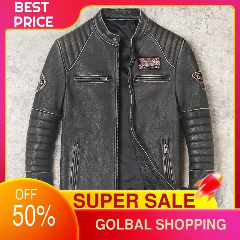 2021 Vintage Black Motorcycle Style Genuine Leather Jacket Men Plus Size 4XL Real Natural Cowhide Slim Fit Autumn Biker Coat
2021 Vintage Black Motorcycle Style Genuine Leather Jacket Men Plus Size 4XL Real Natural Cowhide Slim Fit Autumn Biker Coat