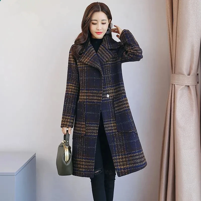 New Autumn Winter Warm Woolen Coat Female Lattice Overcoats Long Outerwear Casual Women's Woolen Mujer Coats Outerwear
New Autumn Winter Warm Woolen Coat Female Lattice Overcoats Long Outerwear Casual Women's Woolen Mujer Coats Outerwear