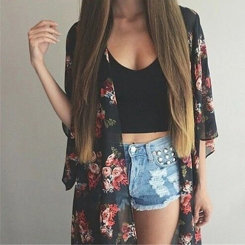 Summer Hot Sale Long Chiffon Blouses Kimono Preto Loose Printed Blouse Tops Black Heigh Quality Casual Vintage Kimono Cardigan
Summer Hot Sale Long Chiffon Blouses Kimono Preto Loose Printed Blouse Tops Black Heigh Quality Casual Vintage Kimono Cardigan