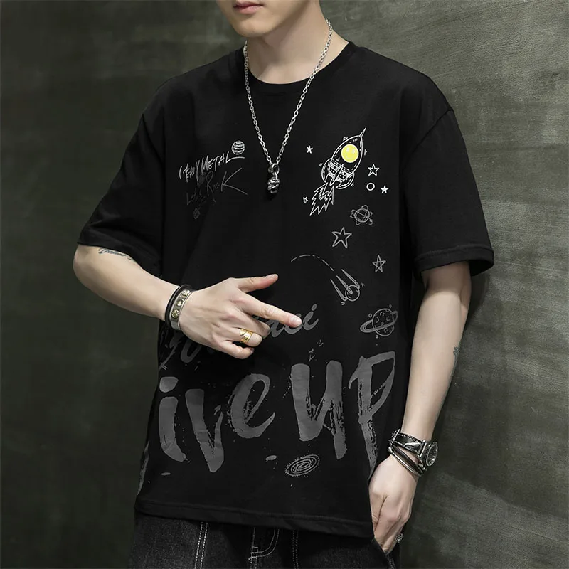 Summer men popular logo letters printed short sleeve T - shirt male Korean edition trend loose casual half - sleeve T-shirt81187 
Summer men popular logo letters printed short sleeve T - shirt male Korean edition trend loose casual half - sleeve T-shirt81187