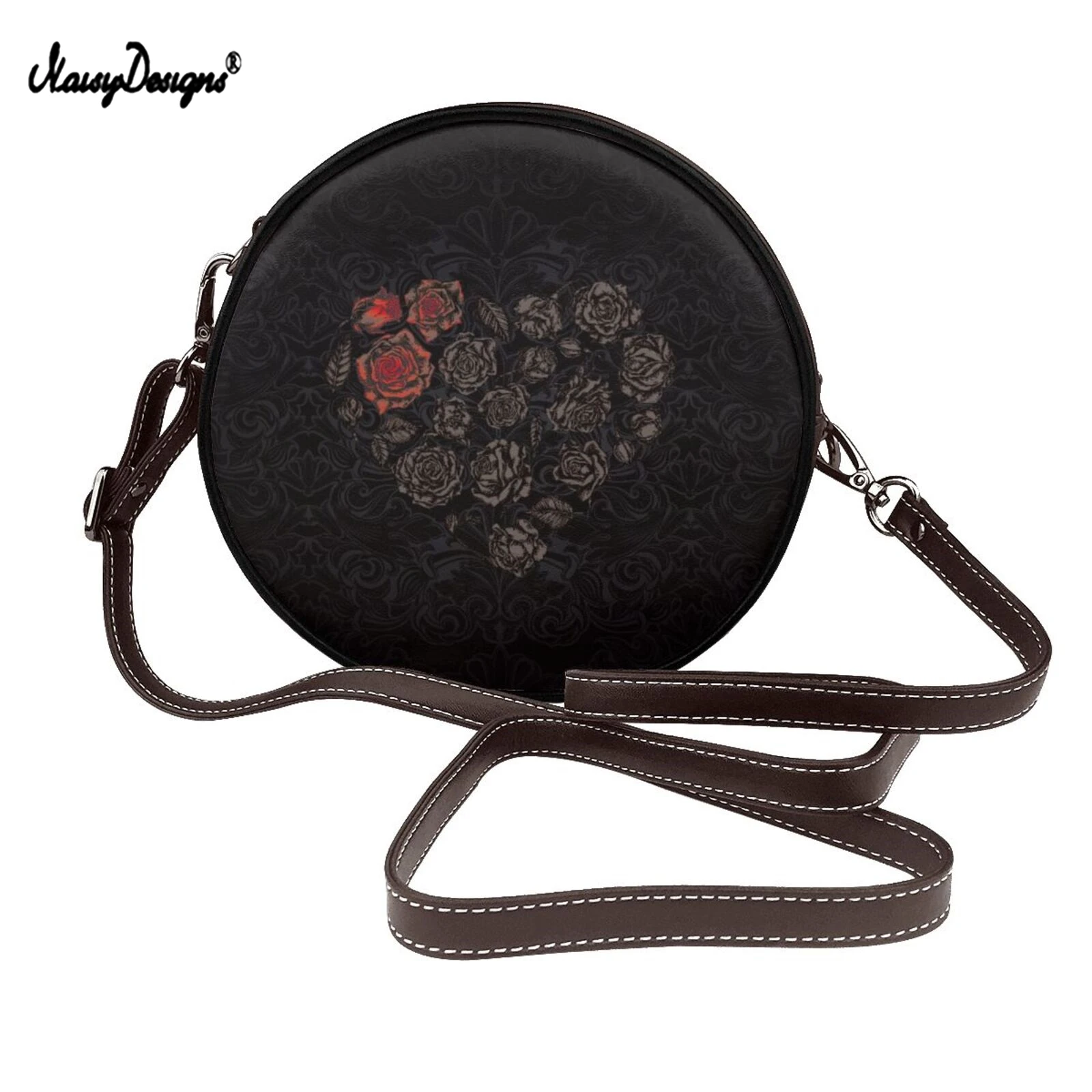 NOISYDESIGNS Women Fashion Leather Circular Shoulder Bag Rose Heart Design Crossbody Bag Female Brand Handbag Ladies Round Bag
NOISYDESIGNS Women Fashion Leather Circular Shoulder Bag Rose Heart Design Crossbody Bag Female Brand Handbag Ladies Round Bag