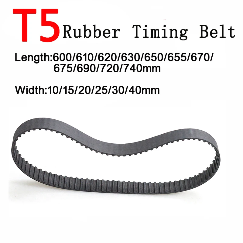 Rubber T5 Timing Belt Industrial Synchronous Transmission Belt Trapezoidal Tooth 600/610/620/630/650/670/690/720/740mm Pitch 5mm
Rubber T5 Timing Belt Industrial Synchronous Transmission Belt Trapezoidal Tooth 600/610/620/630/650/670/690/720/740mm Pitch 5mm