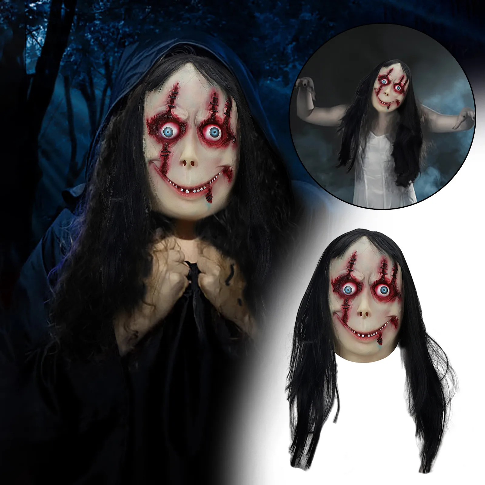 2021 Hot Halloween Horror Mask Sadako Horror Atmosphere Mask Cosplay Props Halloween Costume Accessories Creepy Latex Face Mask
2021 Hot Halloween Horror Mask Sadako Horror Atmosphere Mask Cosplay Props Halloween Costume Accessories Creepy Latex Face Mask