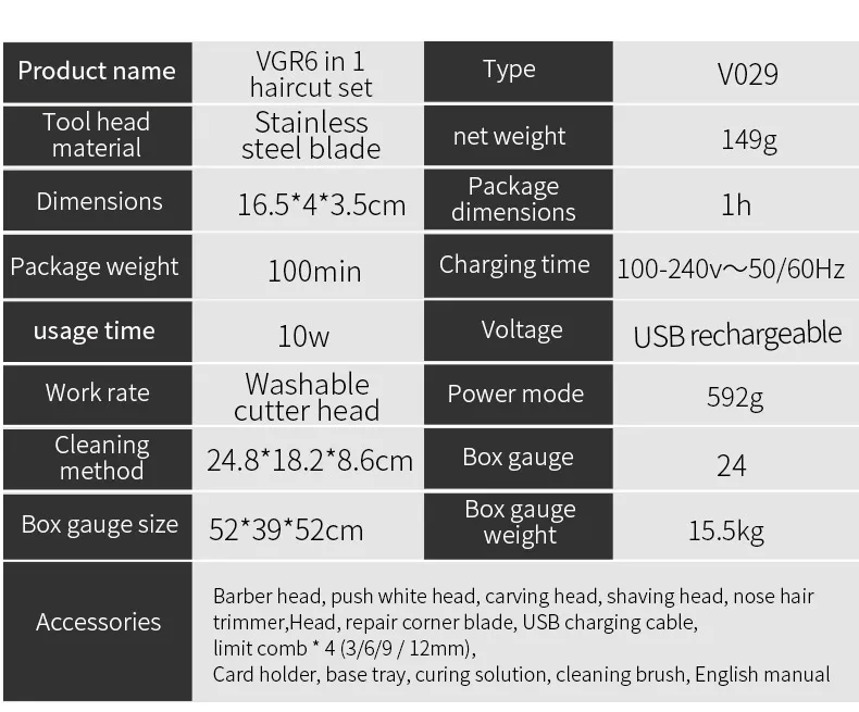 VGR 10W Professional Hair Trimmer Hair Clipper for Men Beard Electric Cutter Hair Cutting Machine Clipper Cordless Cord
VGR 10W Professional Hair Trimmer Hair Clipper for Men Beard Electric Cutter Hair Cutting Machine Clipper Cordless Cord
