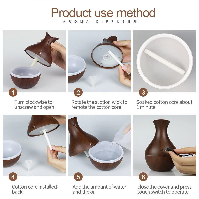 KBAYBO 130ml humidifier aroma oil diffuser ultrasonic wood grain air humidifier USB mini mist maker LED light for home office
KBAYBO 130ml humidifier aroma oil diffuser ultrasonic wood grain air humidifier USB mini mist maker LED light for home office