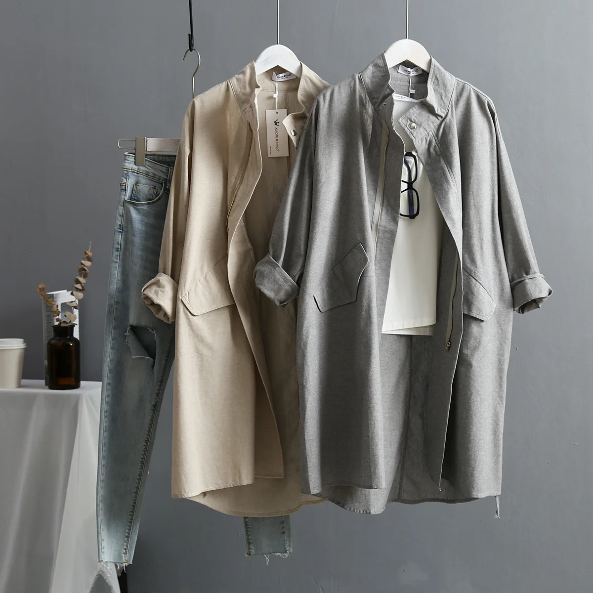 Fannic Autumn Winter Fashion Waist Long Sliod Color Mandarin Collar Bat Sleeved Trench Coat Women
Fannic Autumn Winter Fashion Waist Long Sliod Color Mandarin Collar Bat Sleeved Trench Coat Women
