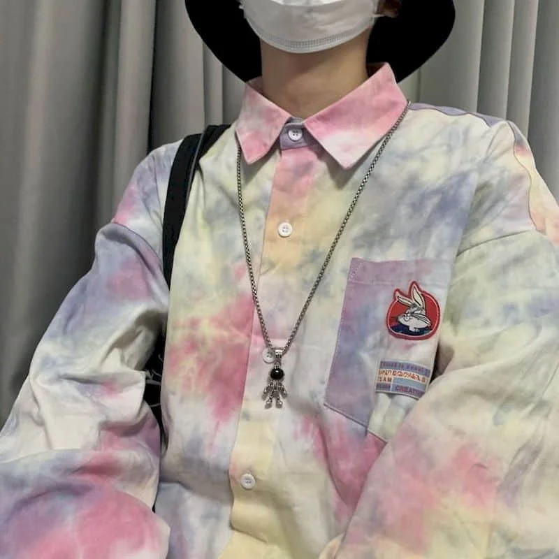 Tie-dye long-sleeved shirts women men punk Korean loose bf wind wild shirt couple large version purple chic top men and women
Tie-dye long-sleeved shirts women men punk Korean loose bf wind wild shirt couple large version purple chic top men and women