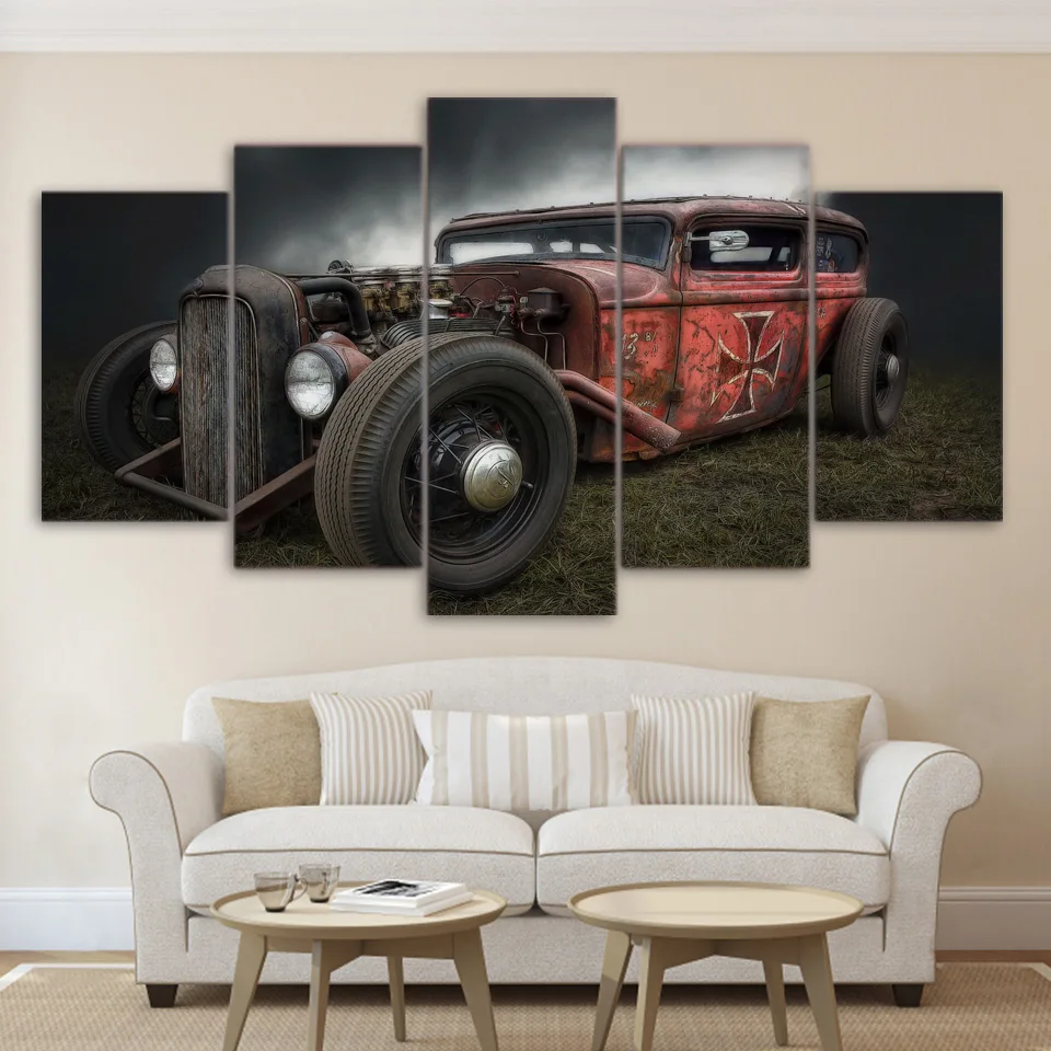 Painting Canvas Wall Art Picture Frame Home Decor For Living Room 5 Pieces Antique Hot Rod Vintage Car HD Poster Printed Artwork 
Painting Canvas Wall Art Picture Frame Home Decor For Living Room 5 Pieces Antique Hot Rod Vintage Car HD Poster Printed Artwork