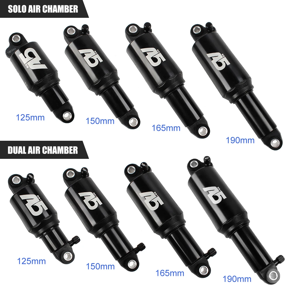 KS A5 Mountain Bike Air Rear Shock Dual/Solo Air Chamber MTB Folding Bike Shock Absorber 125mm / 150mm / 165mm / 190mm
KS A5 Mountain Bike Air Rear Shock Dual/Solo Air Chamber MTB Folding Bike Shock Absorber 125mm / 150mm / 165mm / 190mm