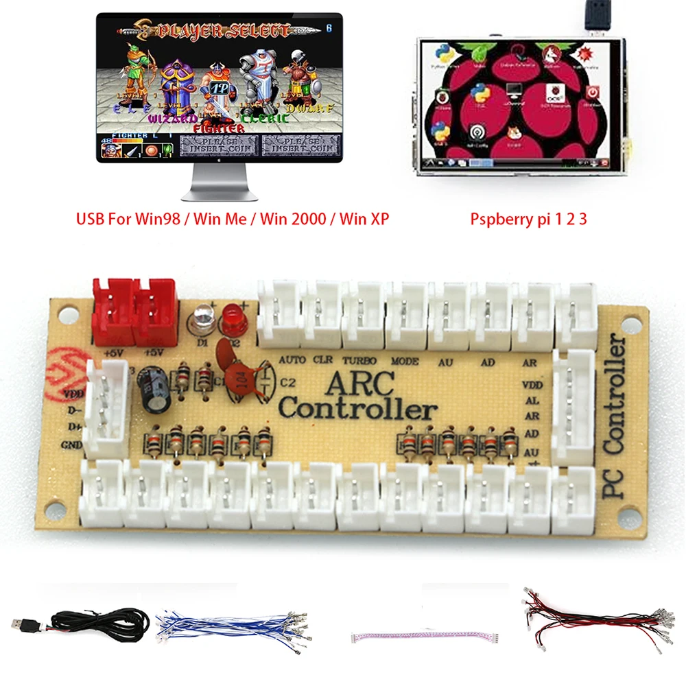 Нулевой задержкой Плата USB 5V светодиодный подсветка кнопки Управление PC/Raspberry Pi