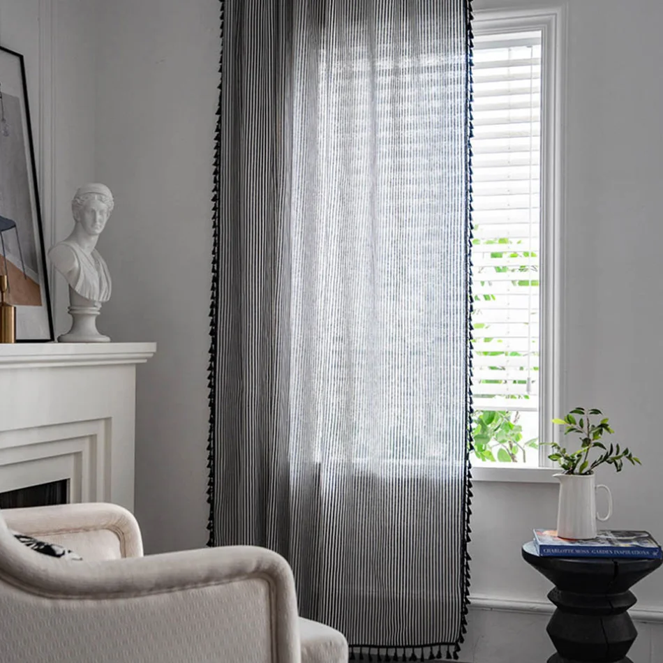 Bohemian Navy Blue Stripe Printing Tassel Small Window Kitchen Curtain Nordic Cotton And Linen Semi-Shading Bay Window Curtain
Bohemian Navy Blue Stripe Printing Tassel Small Window Kitchen Curtain Nordic Cotton And Linen Semi-Shading Bay Window Curtain