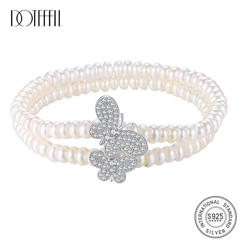 DOTEFFIL Genuine Natural Freshwater Pearl Bracelets Bangles For Women Two Bracelet Elasticity 925 Silver Butterfly Jewelry Gift
DOTEFFIL Genuine Natural Freshwater Pearl Bracelets Bangles For Women Two Bracelet Elasticity 925 Silver Butterfly Jewelry Gift