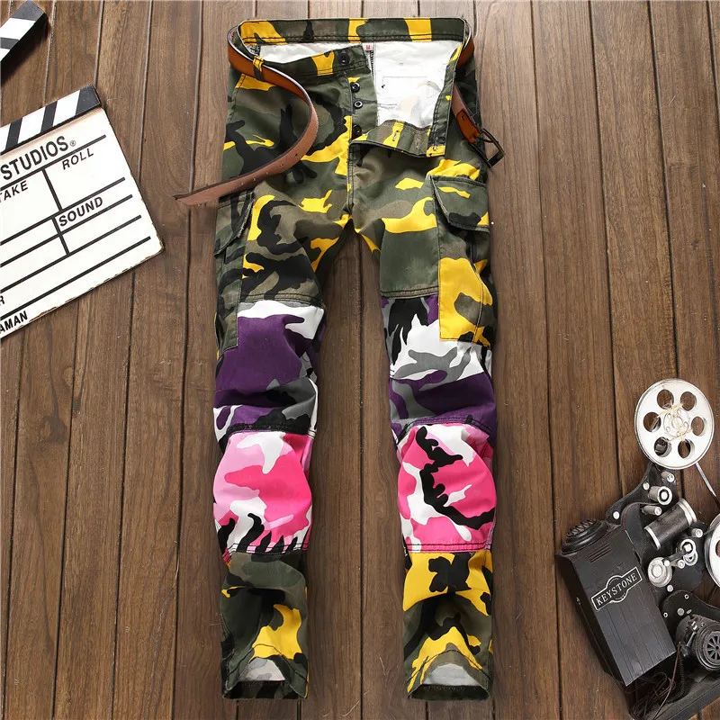 High street hip-hop couple multi-pocket stitching color-blocking men's camouflage pants straight casual trousers
High street hip-hop couple multi-pocket stitching color-blocking men's camouflage pants straight casual trousers