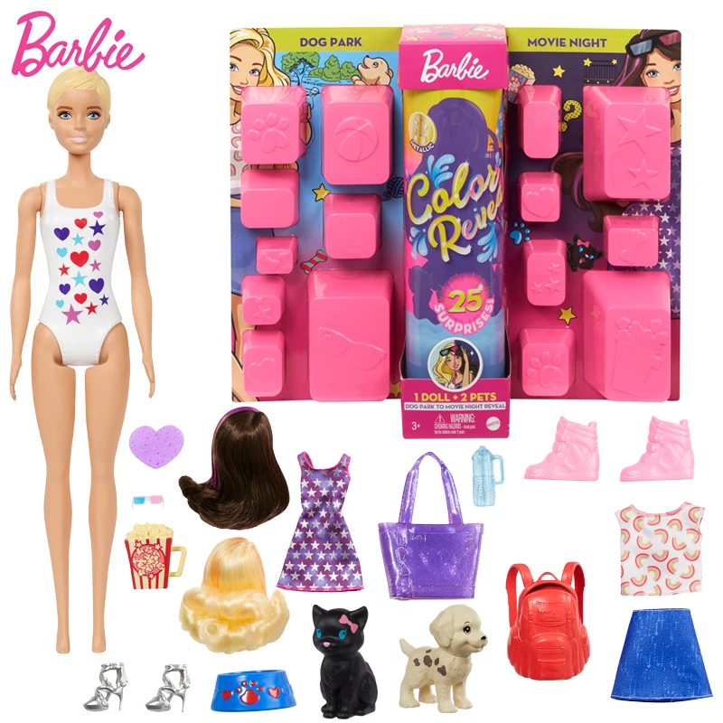 Original Barbie Dolls Blind Box Surprise Color Reveal Girls Doll Change Water Pets Doll Accessories Set Toys for Children GPD54
Original Barbie Dolls Blind Box Surprise Color Reveal Girls Doll Change Water Pets Doll Accessories Set Toys for Children GPD54