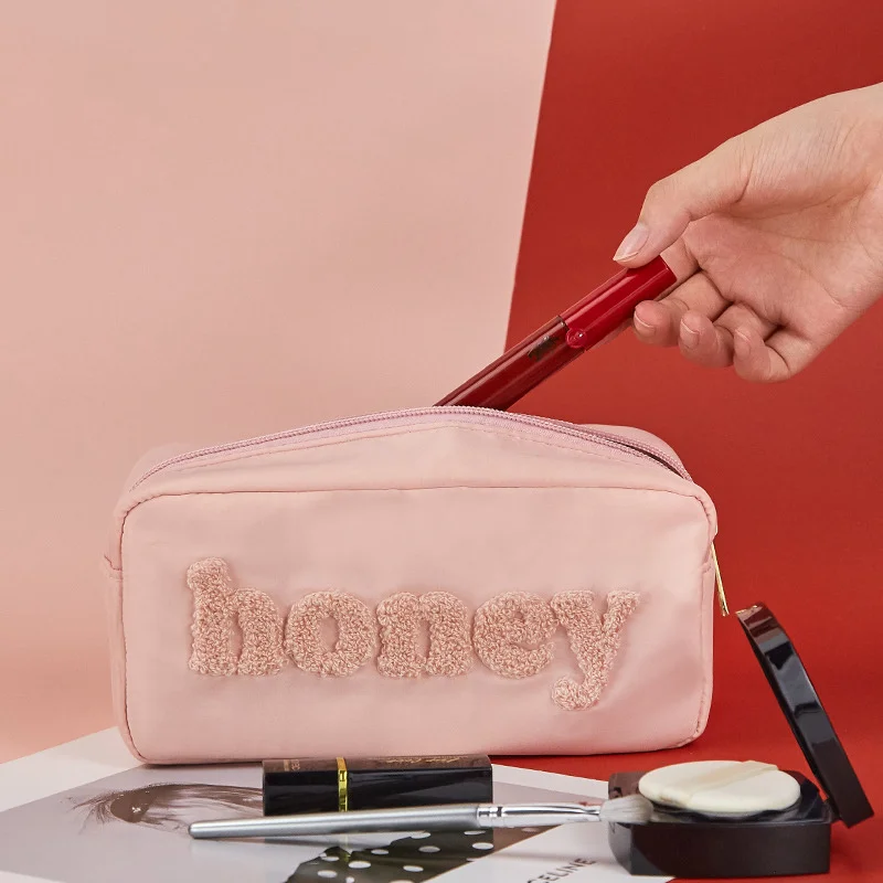 Embroidered Cosmetic Bag Nylon Waterproof Zipper Storage Bags Pink Big Capacity Cosmetic Bag Travel Storage Bags Wash Bag
Embroidered Cosmetic Bag Nylon Waterproof Zipper Storage Bags Pink Big Capacity Cosmetic Bag Travel Storage Bags Wash Bag