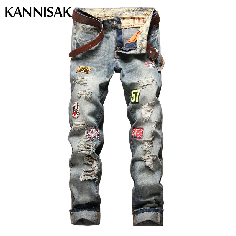 KANNISAK Men Jeans Slim Distressed Ripped Hole Appliques Straight Full Length Denim Pant Male Casual Streetwear Teens Trousers
KANNISAK Men Jeans Slim Distressed Ripped Hole Appliques Straight Full Length Denim Pant Male Casual Streetwear Teens Trousers