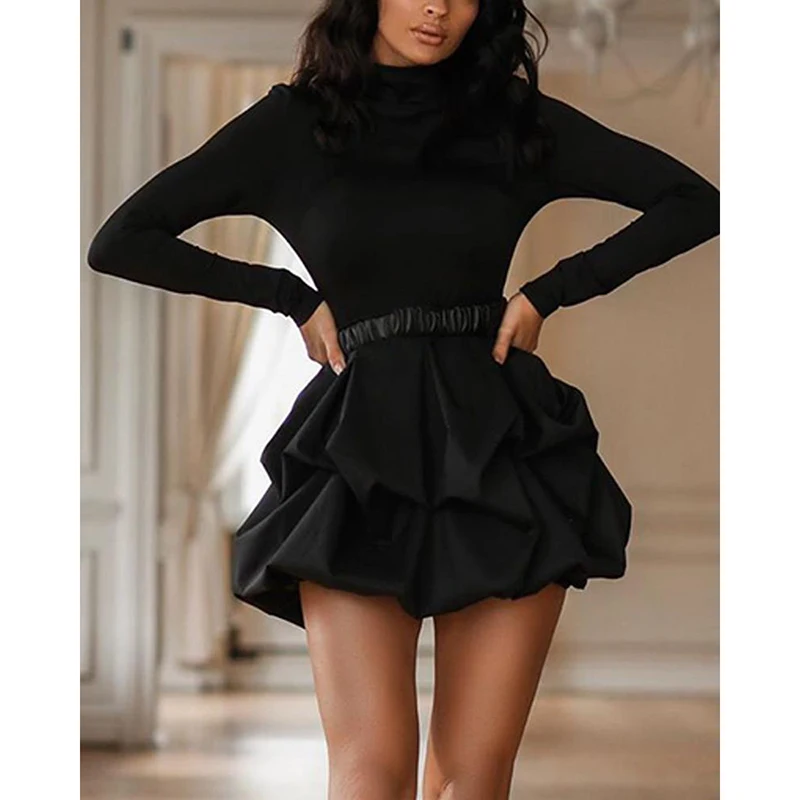Long Sleeve Flower Bud Dress Harajuku Women A-Line Solid Black Full Sleeve Turtleneck Party Bodycon Vestido De Mujer SJ7555C
Long Sleeve Flower Bud Dress Harajuku Women A-Line Solid Black Full Sleeve Turtleneck Party Bodycon Vestido De Mujer SJ7555C