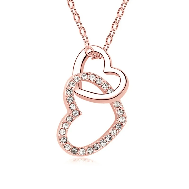 Hot style double heart pendant Austrian crystal necklace high-end gold-plated jewelry manufacturers direct sales
Hot style double heart pendant Austrian crystal necklace high-end gold-plated jewelry manufacturers direct sales