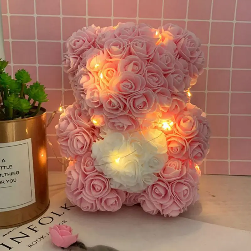 25cm Artificial Rose Heart Teddy Bear Handmade Roses Bear With Led Light For Valentine's Day Wedding Bithday Gift DropShipping
25cm Artificial Rose Heart Teddy Bear Handmade Roses Bear With Led Light For Valentine's Day Wedding Bithday Gift DropShipping