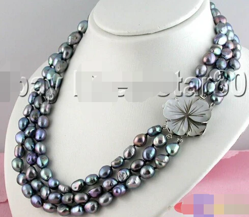 Wholesale free shipping 100% Natural jewelry 3ROW 10MM BAROQUE BLACK FRESHWATER PEARL NECKLACE SHELL
Wholesale free shipping 100% Natural jewelry 3ROW 10MM BAROQUE BLACK FRESHWATER PEARL NECKLACE SHELL