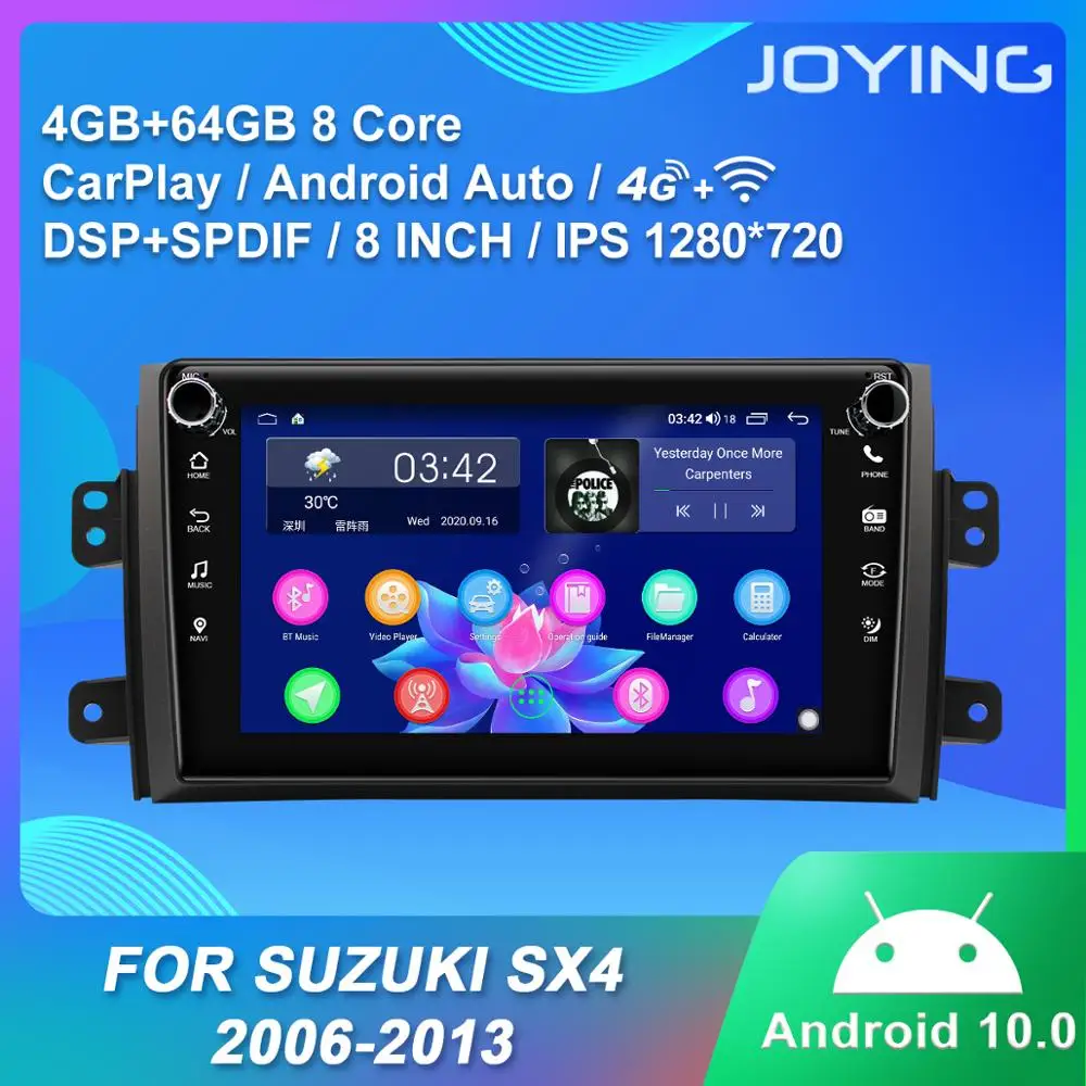 JOYING Android 10.0 Car radio player 4GB RAM&64GB ROM GPS support 4G/Carplay/Android auto video player for Suzuki SX4 2006-2013
JOYING Android 10.0 Car radio player 4GB RAM&64GB ROM GPS support 4G/Carplay/Android auto video player for Suzuki SX4 2006-2013