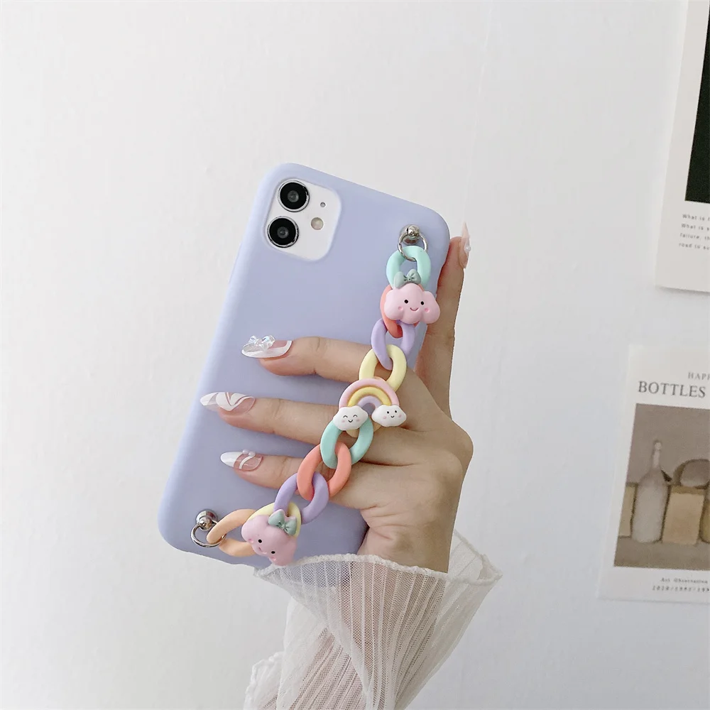 

Cute Bracelet wrist strap Phone Case For Oppo A59 F9 F11 A92S A93 A94 A54 A55 A52 A92 A72 A32 A53 A1K A73 Candy Clouds Cover