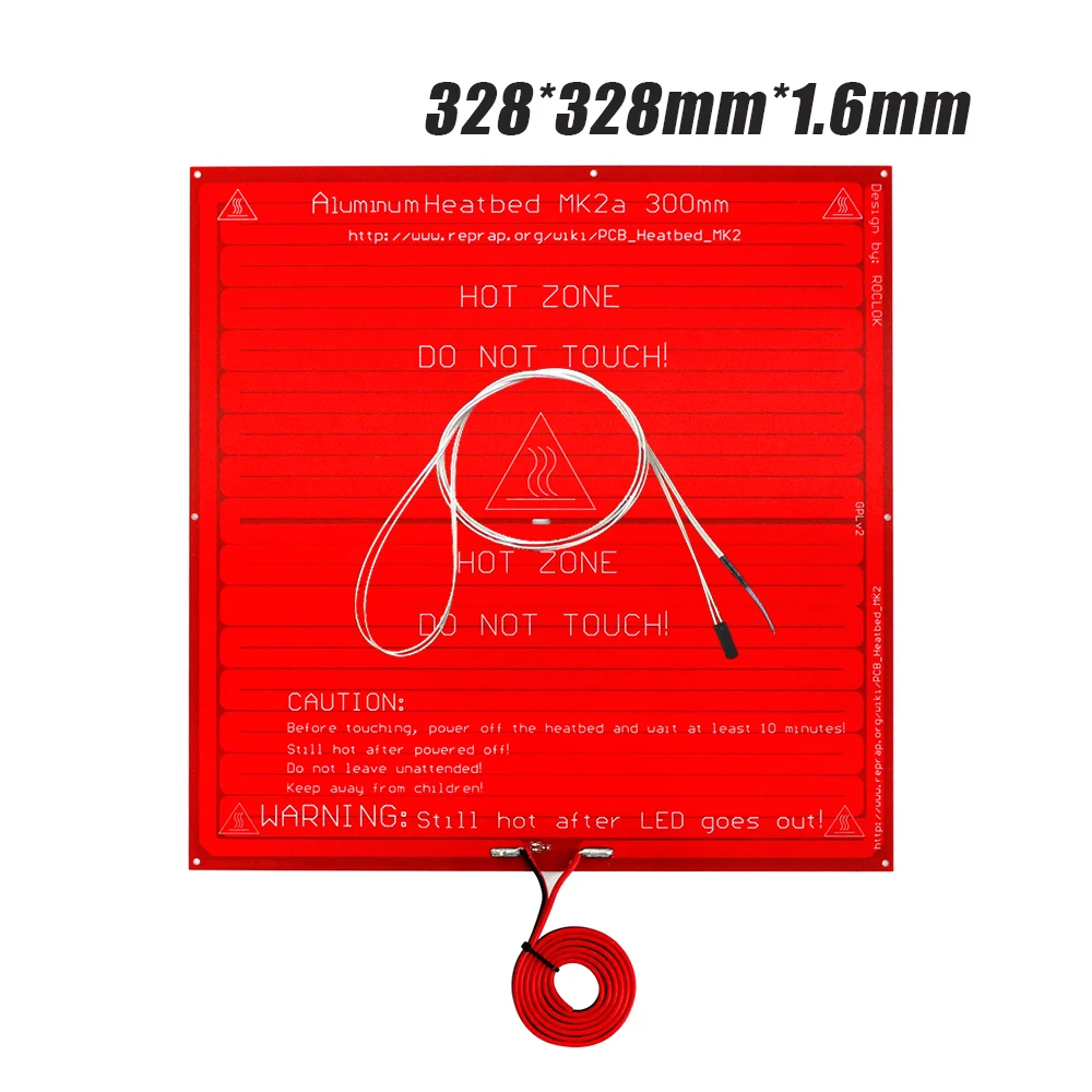 

Hot Bed MK2A 300*300*1.6mm RepRap PCB Heatbed+LED Resistor + Cable + Thermistors For Mendel For 3D Printer Parts MK2B