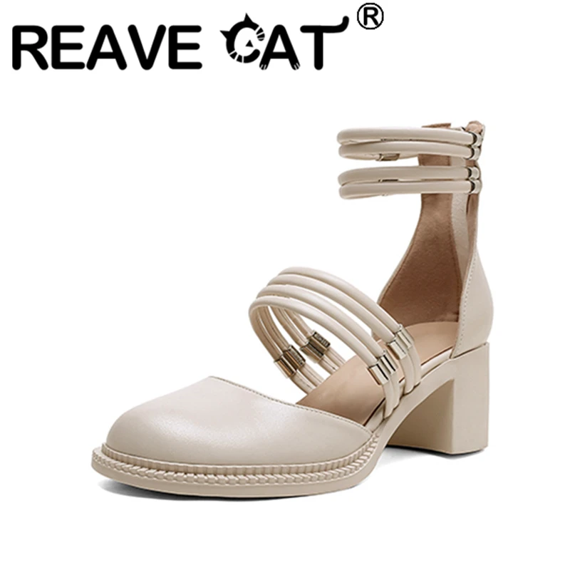 REAVE CAT 2021 Genuine Leather Sandals Zip Ankle Wrap Narrow Band Round Toe 6cm Cover Chunky Heel Shoes US9 Beige Black A4259
REAVE CAT 2021 Genuine Leather Sandals Zip Ankle Wrap Narrow Band Round Toe 6cm Cover Chunky Heel Shoes US9 Beige Black A4259