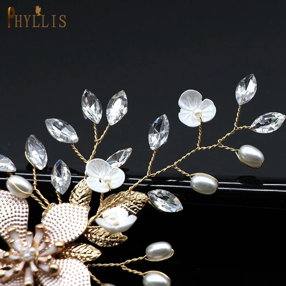 PHYLLIS A100 Golden Flower Comb Bridal Hair Accessories Hair Clips Brides Tiaras Wedding Headdresses Women Rhinestone Headwear
PHYLLIS A100 Golden Flower Comb Bridal Hair Accessories Hair Clips Brides Tiaras Wedding Headdresses Women Rhinestone Headwear
