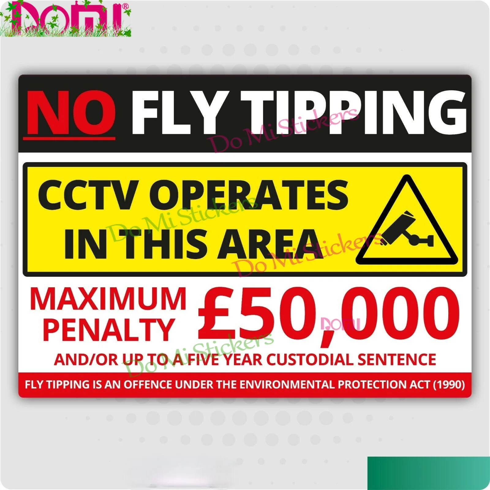 No Fly Tipping CCTV In Operation Warning Self-Adhesive A4 Size Vinyl Sticker for Bicycle,Laptop,Luggage,Wall Car Sticker Decal
No Fly Tipping CCTV In Operation Warning Self-Adhesive A4 Size Vinyl Sticker for Bicycle,Laptop,Luggage,Wall Car Sticker Decal