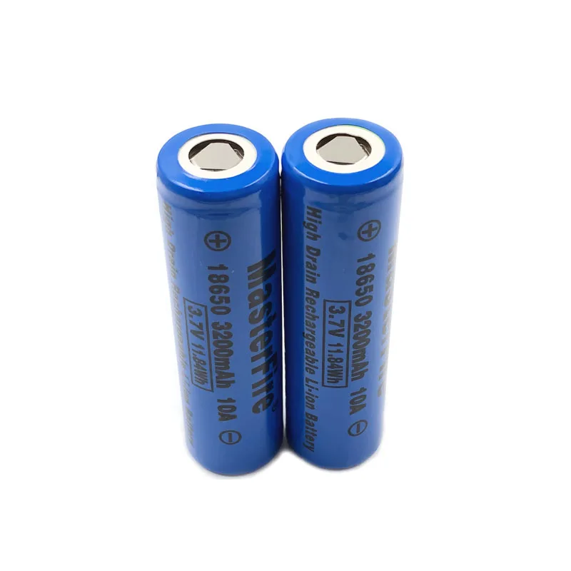 MasterFire 3200mah 10A 18650 3.7V 11.84Wh High Drain Rechargeable Li-ion Battery Lithium Batteries Cell For e-cigarettes toys
MasterFire 3200mah 10A 18650 3.7V 11.84Wh High Drain Rechargeable Li-ion Battery Lithium Batteries Cell For e-cigarettes toys
