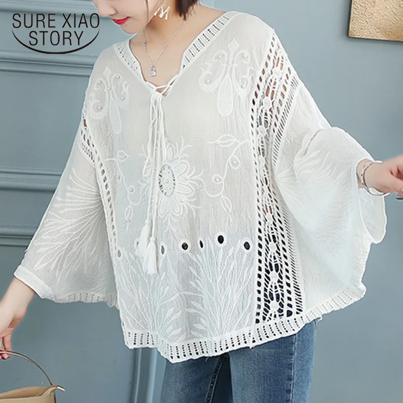 Casual Summer Women Tops and Blouse Solid White Knitted Hollow Lace Blouse Blusas Mujer 2022 Print Female Korean Blusas 5739
Casual Summer Women Tops and Blouse Solid White Knitted Hollow Lace Blouse Blusas Mujer 2022 Print Female Korean Blusas 5739