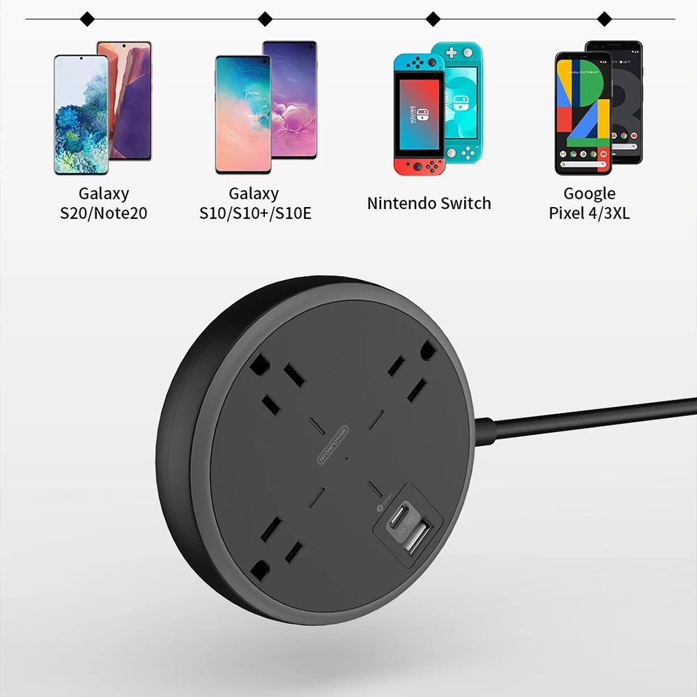 NTONPOWER USB-C Power Strip with 18W Power Delivery 3 Widely Spaced Outlet 2 USB Wall Mount with 15FT Extension Cord for Home
NTONPOWER USB-C Power Strip with 18W Power Delivery 3 Widely Spaced Outlet 2 USB Wall Mount with 15FT Extension Cord for Home