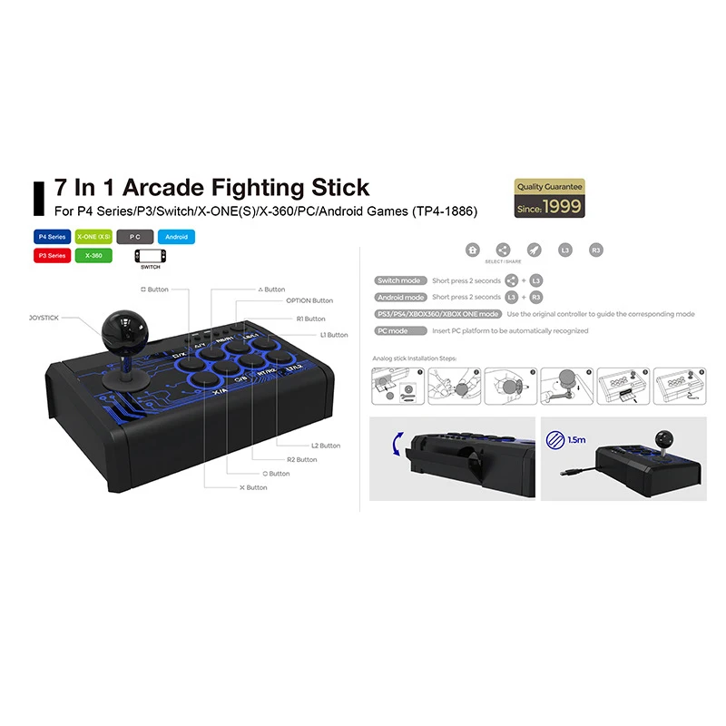 New 7 In 1 USB Wired Arcade Fighting Stick for PS4 Series PS3 Switch Xbox One S X-360 PC Android Joystick Retro Arcade Station
New 7 In 1 USB Wired Arcade Fighting Stick for PS4 Series PS3 Switch Xbox One S X-360 PC Android Joystick Retro Arcade Station