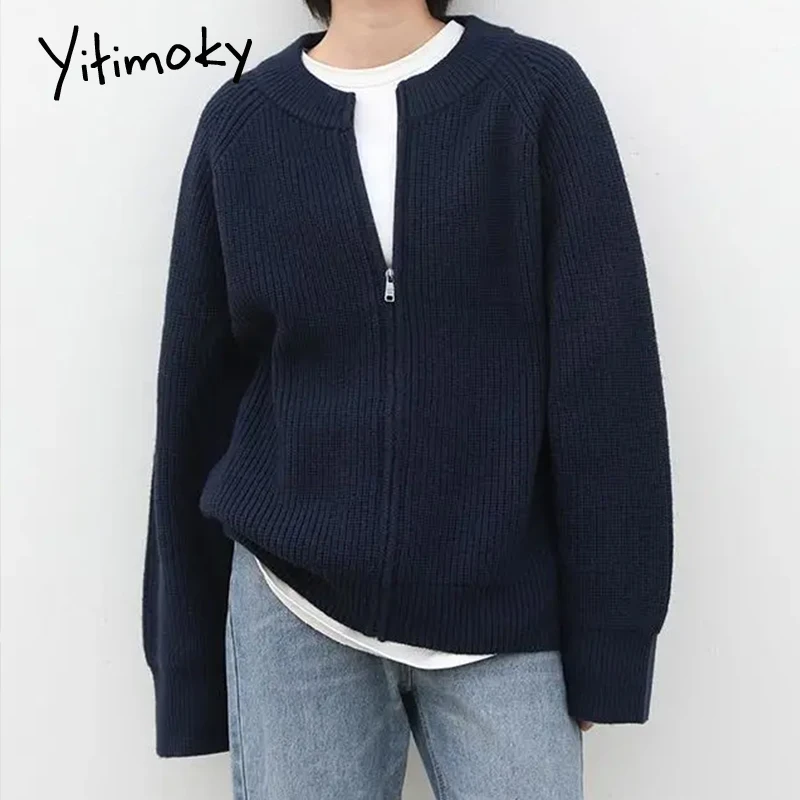 Женский свободный свитер Yitimoky, повседневный трикотажный кардиган с круглым вырезом и длинным рукавом, на молнии, Осень-зима 2021
Женский свободный свитер Yitimoky, повседневный трикотажный кардиган с круглым вырезом и длинным рукавом, на молнии, Осень-зима 2021