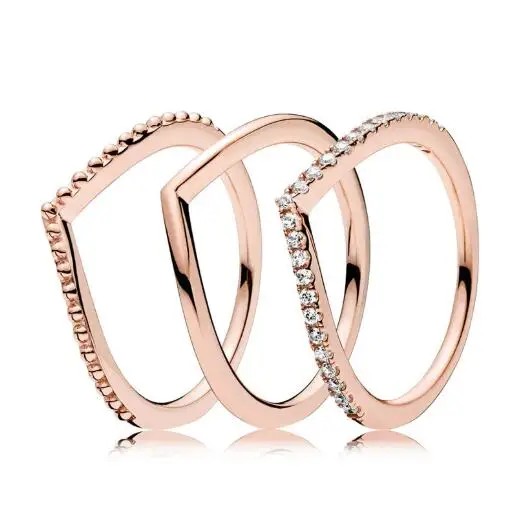 925 Sterling Silver Pan Ring Rose Gold Wish Bone Ring Stack With Crystal For Women Wedding Party Gift Fashion Jewelry 
925 Sterling Silver Pan Ring Rose Gold Wish Bone Ring Stack With Crystal For Women Wedding Party Gift Fashion Jewelry