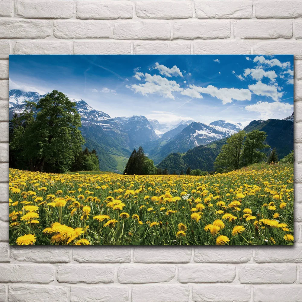 Mountains Field Dandelion Sky Trees Nature flowers Scenery fabric posters on wall picture home art living room decoration KQ370
Mountains Field Dandelion Sky Trees Nature flowers Scenery fabric posters on wall picture home art living room decoration KQ370