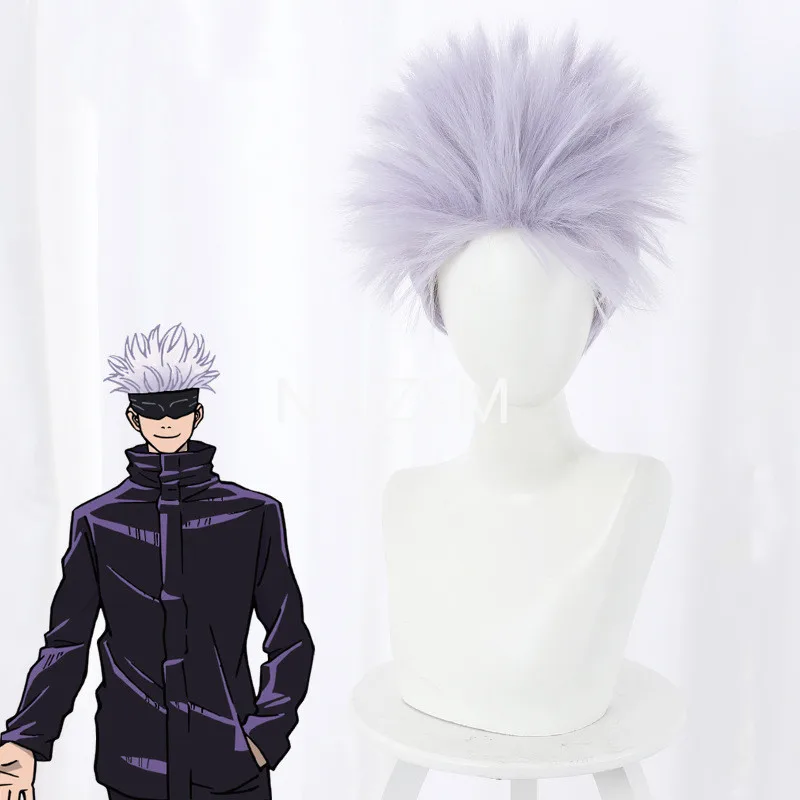 

Парик для косплея из аниме «джутсу», термостойкий синтетический с короткими волосами светло-фиолетового цвета, с шапочкой, для вечеринки