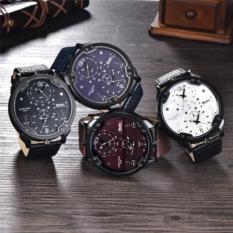 Oulm Watches Men Two Time Zone Sport Quartz Clock Male Casual Leather Big Size Design Luxury Brand Men's Wriswatches
Oulm Watches Men Two Time Zone Sport Quartz Clock Male Casual Leather Big Size Design Luxury Brand Men's Wriswatches