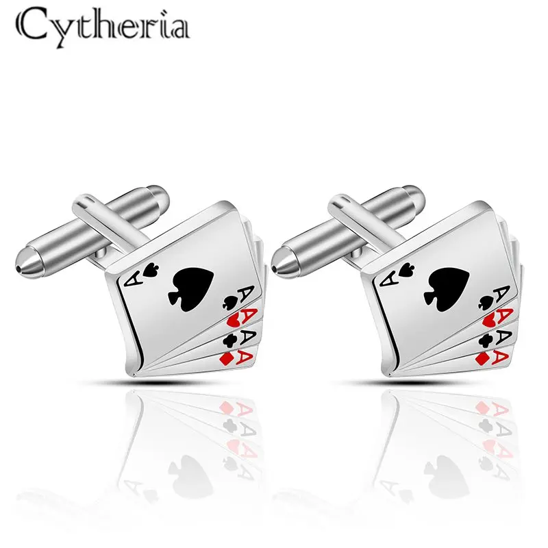 

men's cufflinks silver color 4A poker Playing cards cufflinks for mens brands cufflinks high quality men's clothing accessories