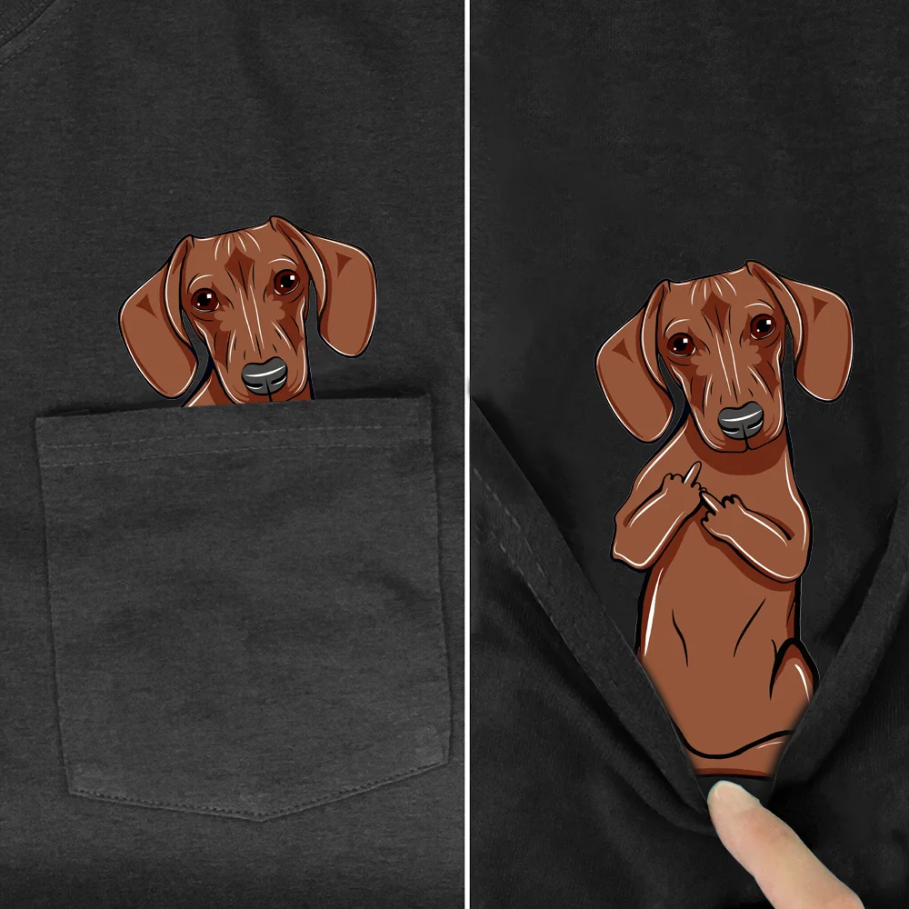 Забавная футболка модная брендовая летняя с карманом и принтом собаки мужские