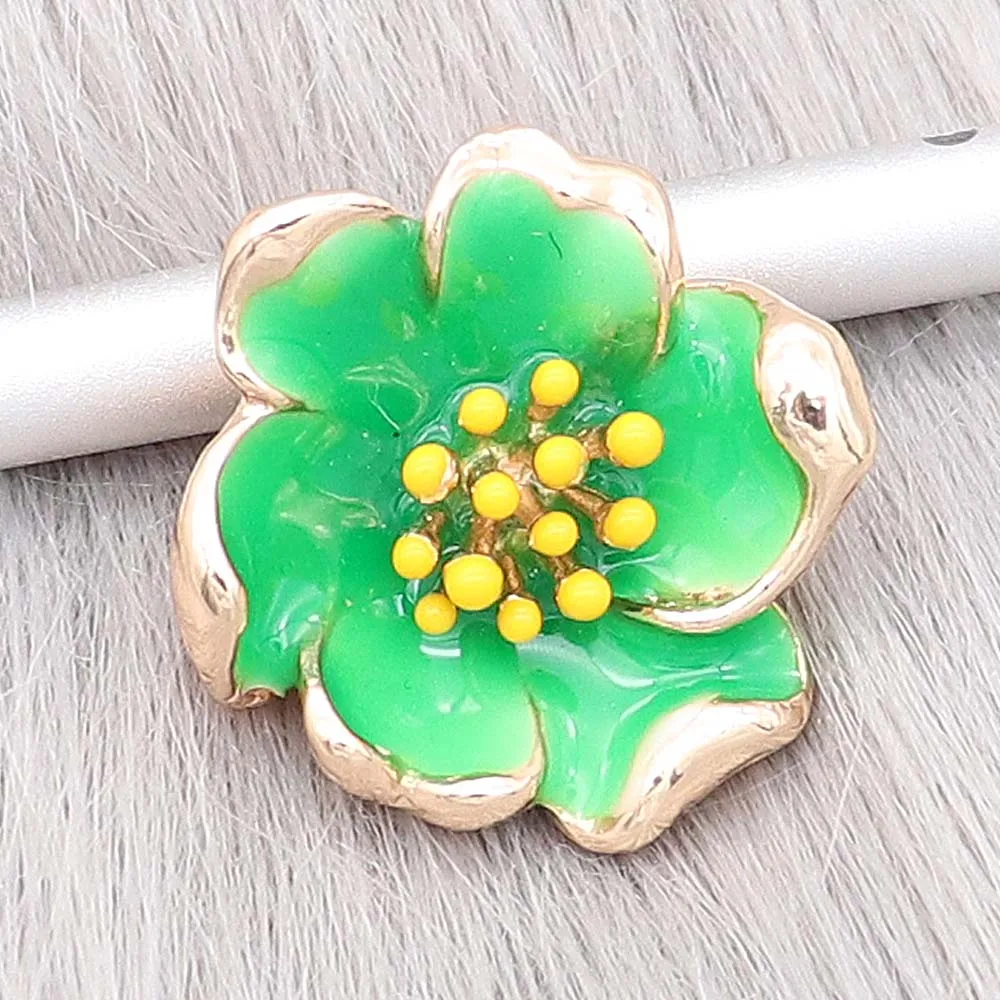 Зеленый цвет дизайн цветок Форма оснастки кнопки 18 мм Оснастки шармы fit имбирь