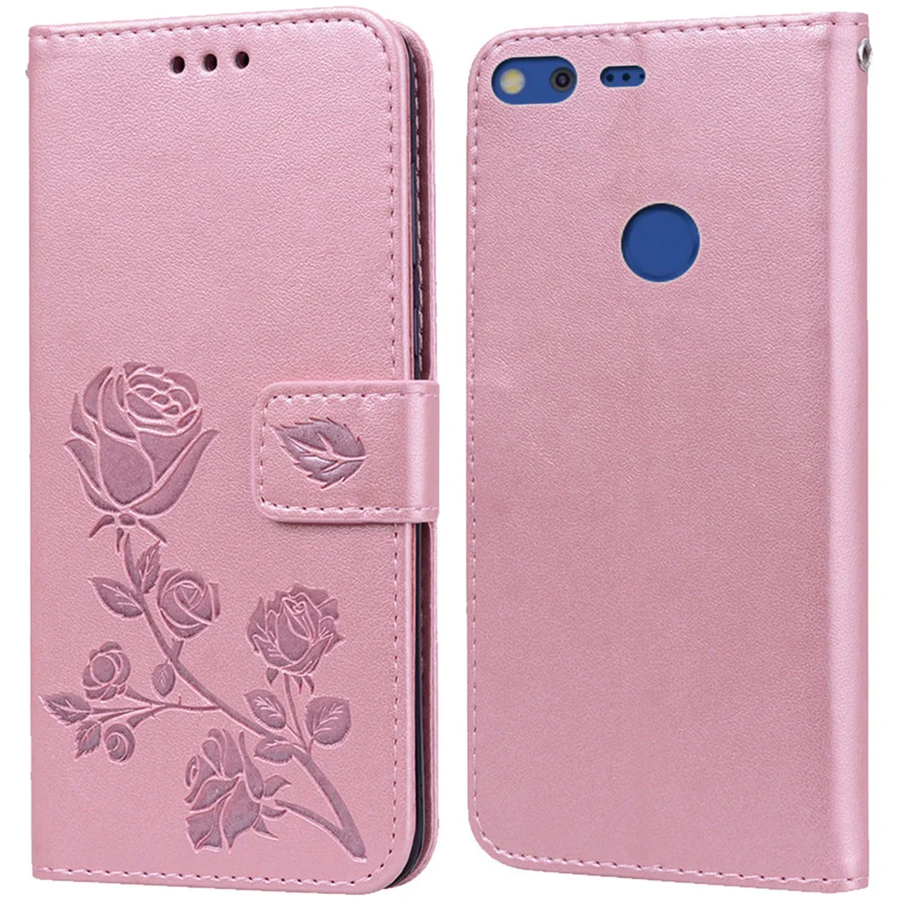 Роскошный кожаный чехол-книжка с откидной крышкой для Google Pixel XL / Rose Flower