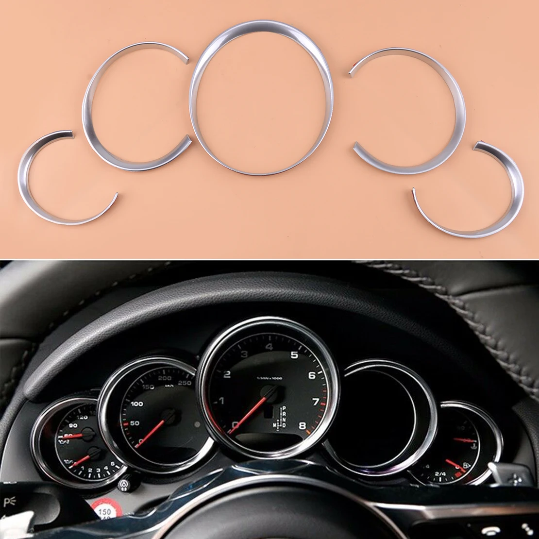 5pcs Car Silver Chrome Dashboard Meter Speedometer Gauge Ring Cover Console Trim Display fit for Porsche 911 991 2011-2014 2015
5pcs Car Silver Chrome Dashboard Meter Speedometer Gauge Ring Cover Console Trim Display fit for Porsche 911 991 2011-2014 2015